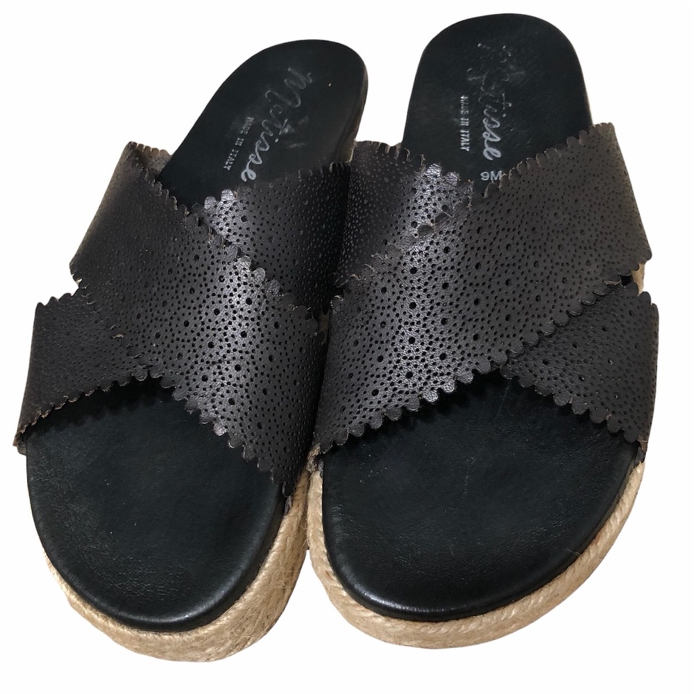 MATISSE Leather Sandals Espadrilles Sz 9M Black - Picture 2 of 10